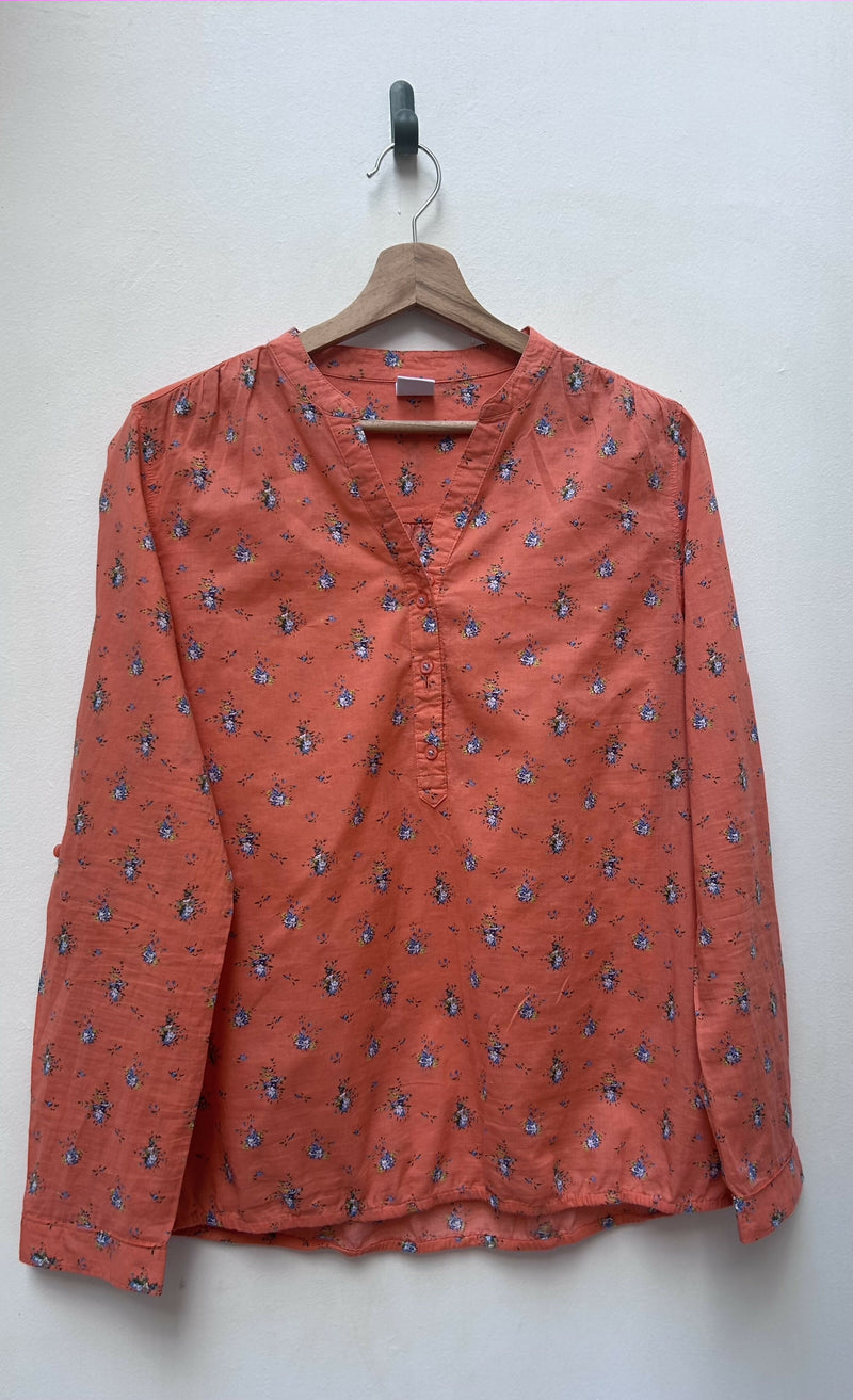 bossini Orange Patterned Blouse Size L