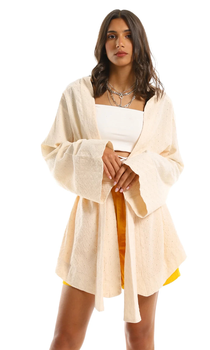 Ravin Apricot Patterned Long Cardigan Size: S
