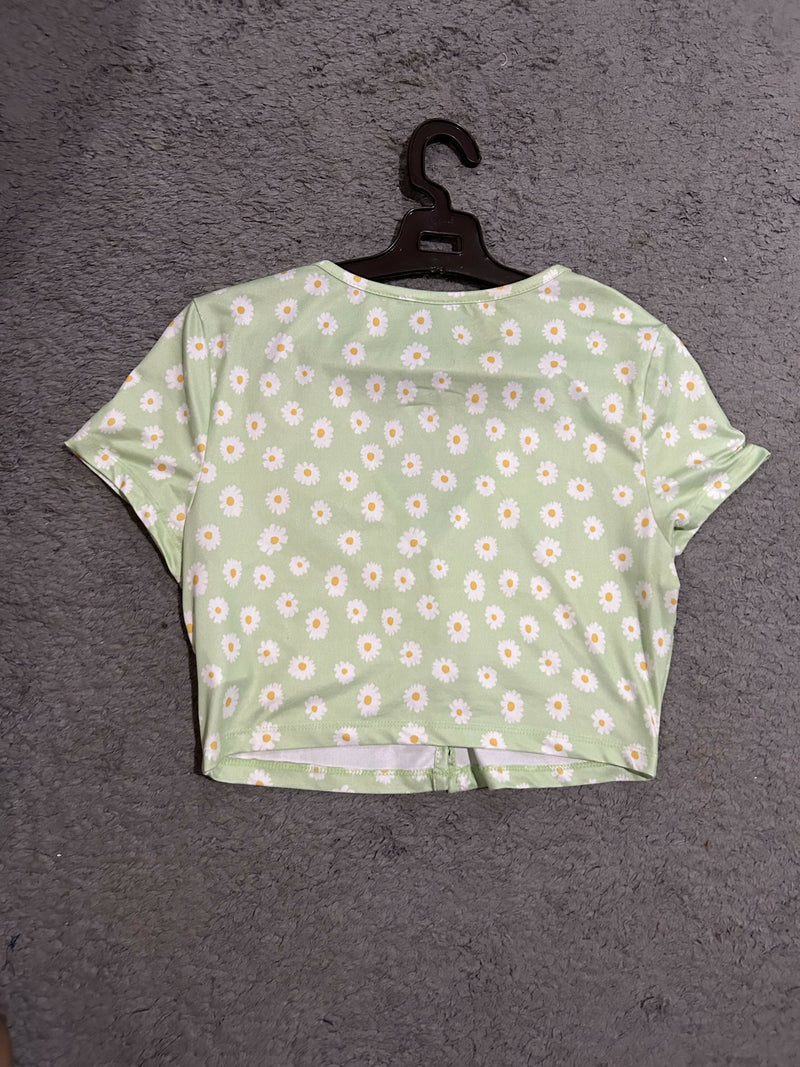 SHEIN Green Floral Top Size: M