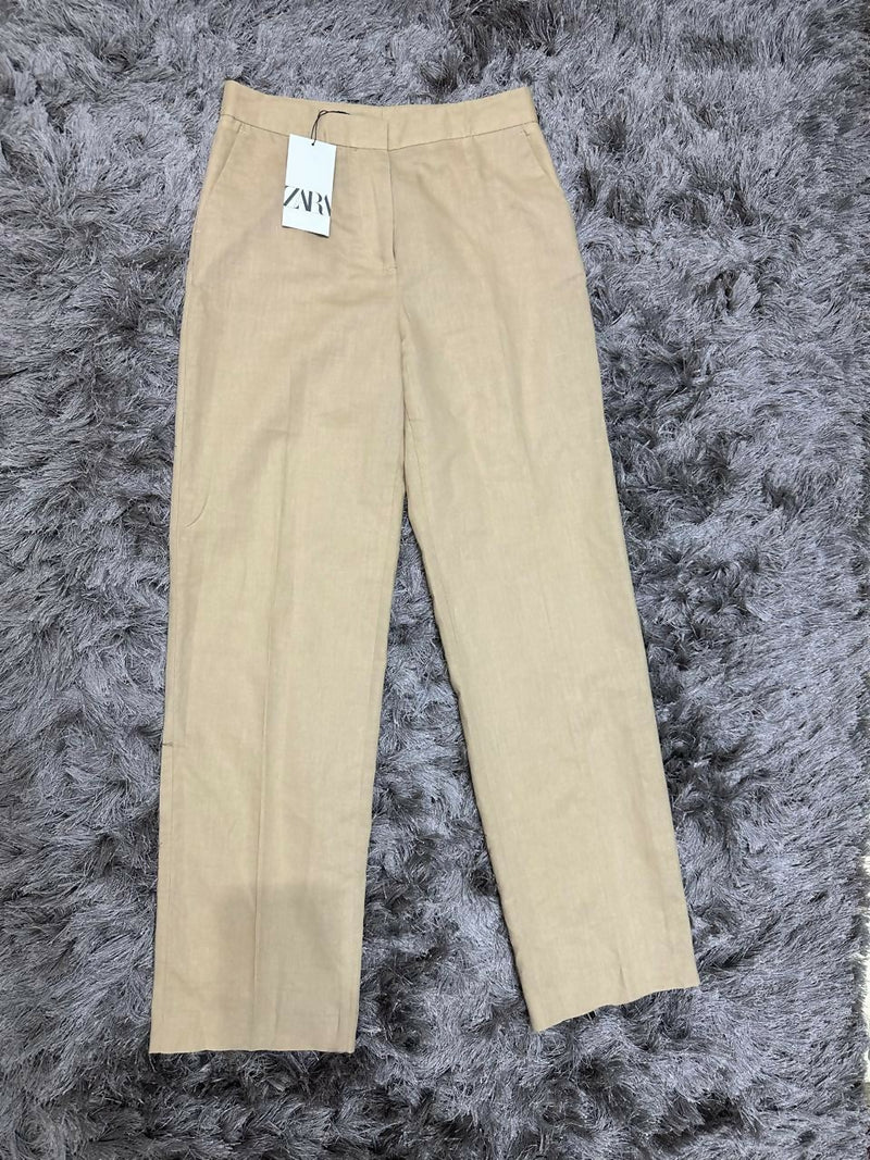 Zara New Linen Beige Pants Size: M