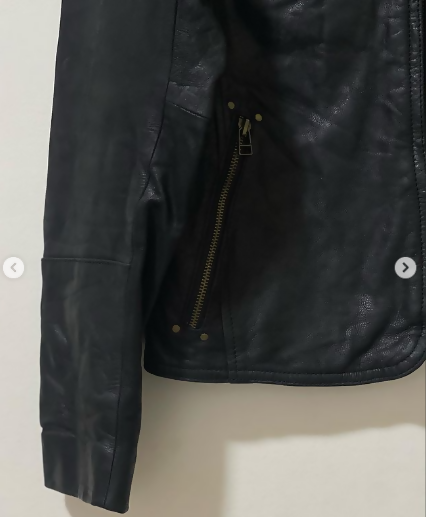 Genuine Black Leather Jacket Size: S/M