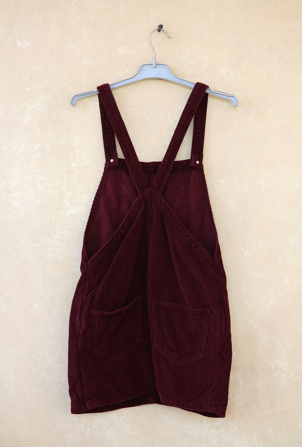 Topshop Corduroy Overall Burgundy Dress