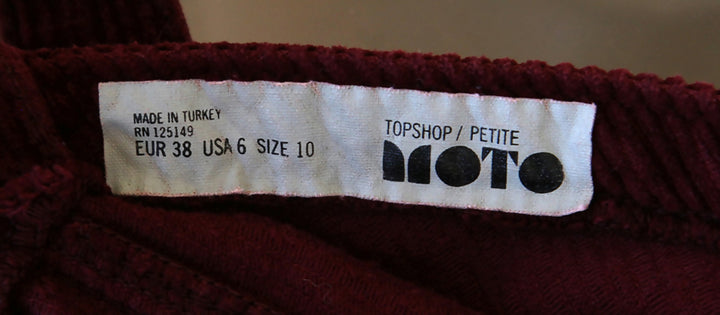 Topshop Corduroy Overall Burgundy Dress
