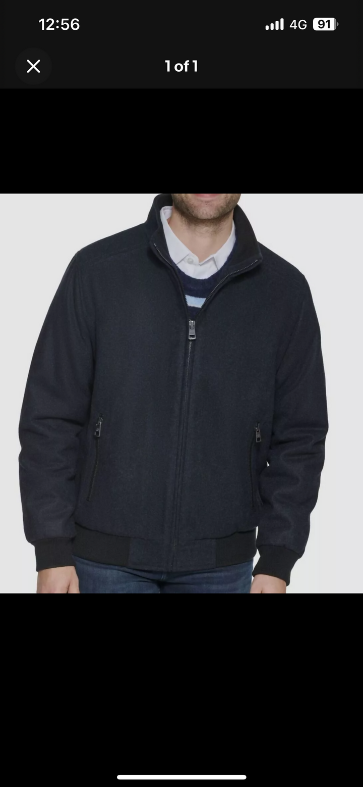 Calvin Klein Men's Wool Jacket Black Heather XXL