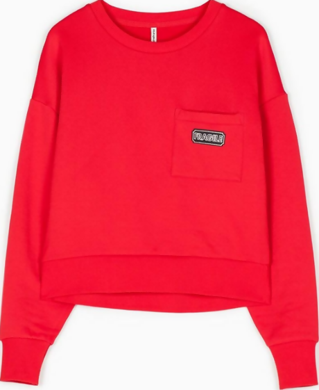 Stradivarius Red Sweatshirt Size: S