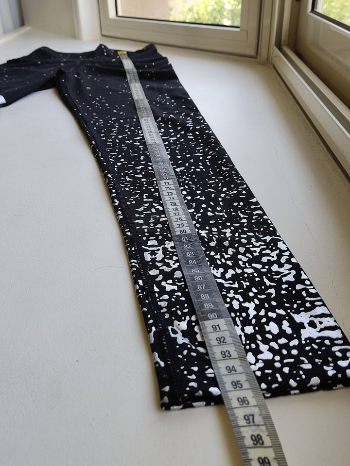 Varsity Striped Hot Stamping Silver Sports Leggings Size: S