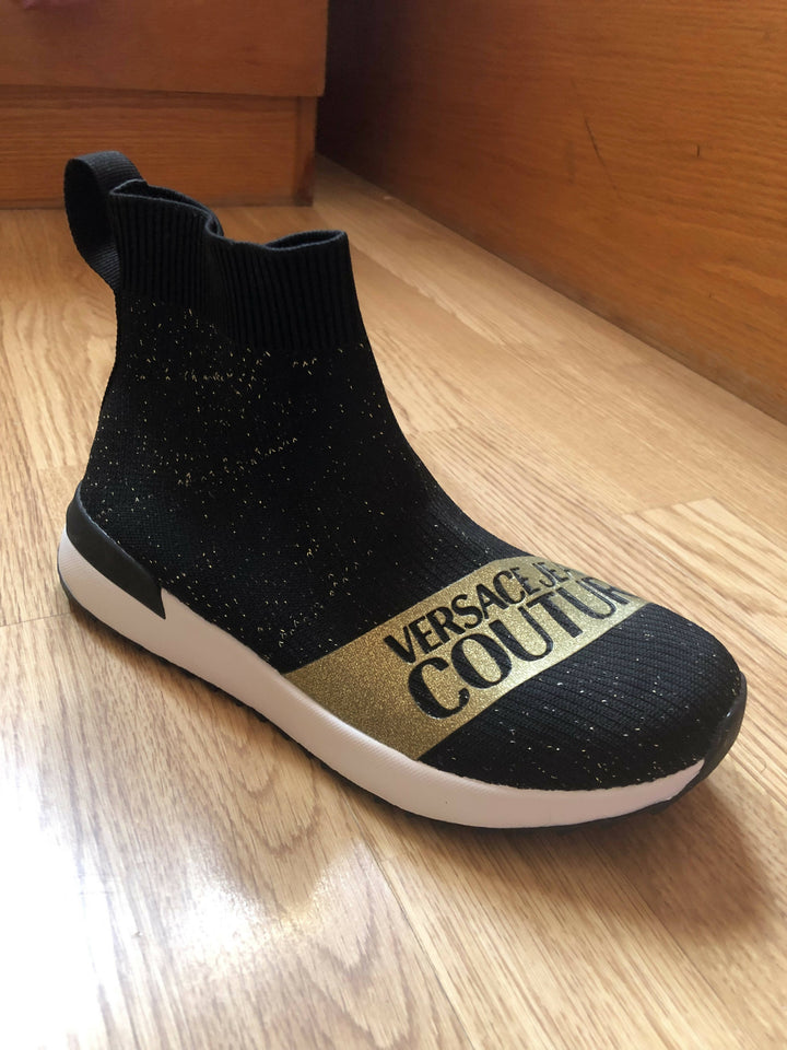 Versace Jeans Couture Gold Knitted Sneakers Size: 38