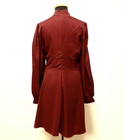 Dark Red Full Sleeved Midi-Dress Size L