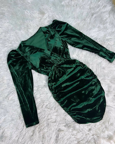 Green Velvet Dress - Size S