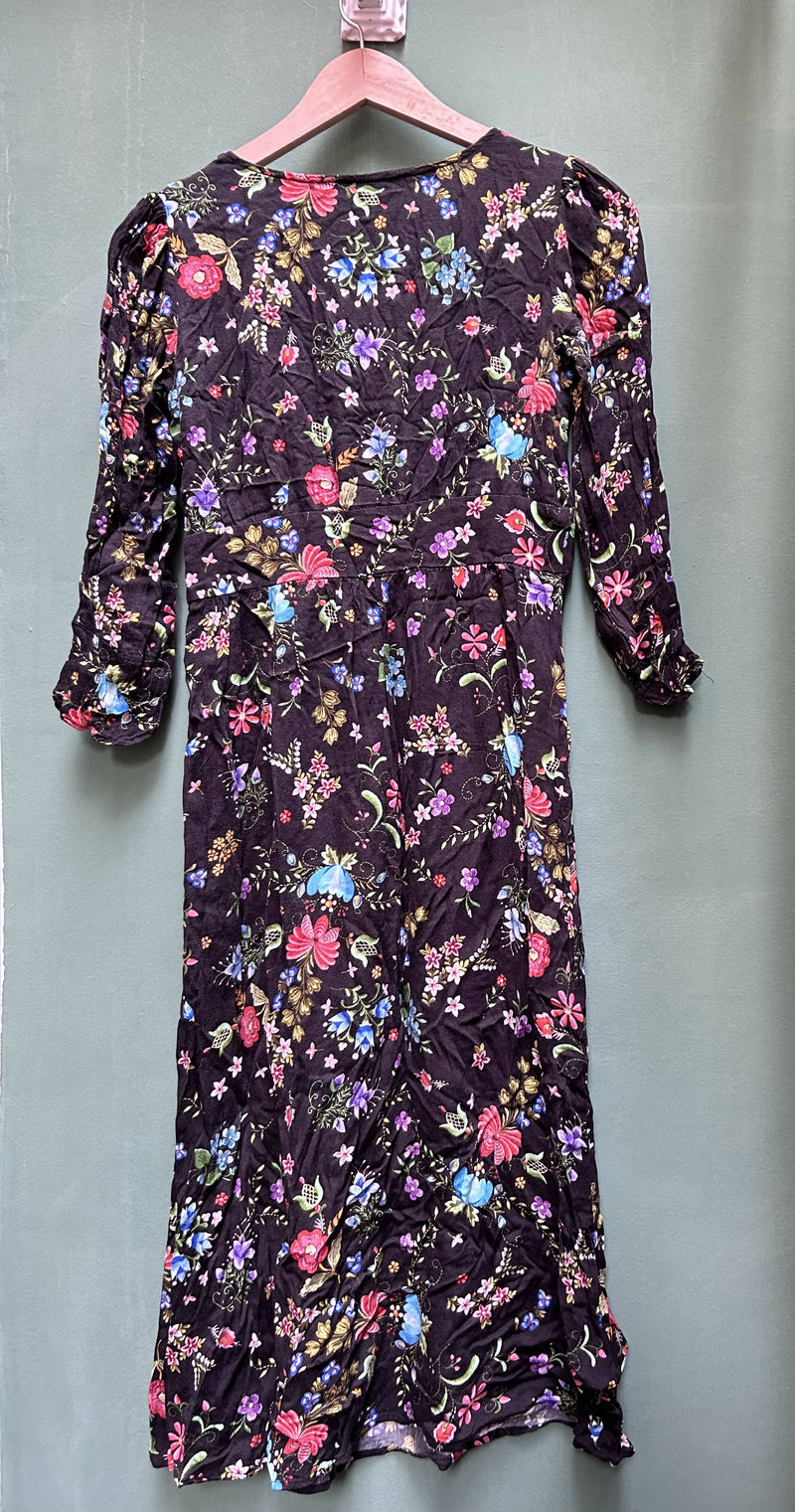 Promod Black Floral Dress Size S-M