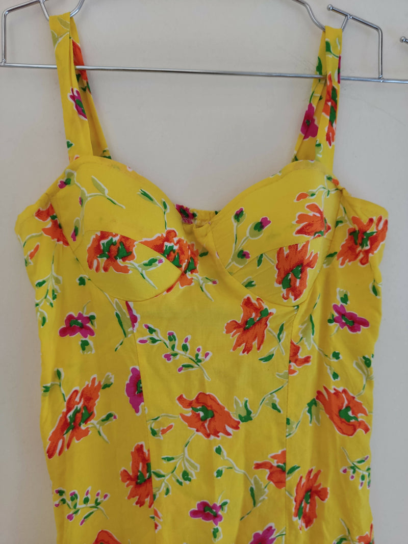 Yellow Floral Summer Dress XS