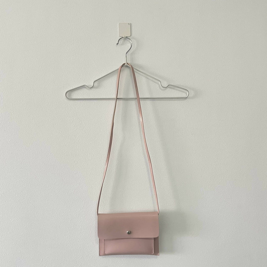 Faux Leather Pink Crossbody Bag with Adjustable Strap