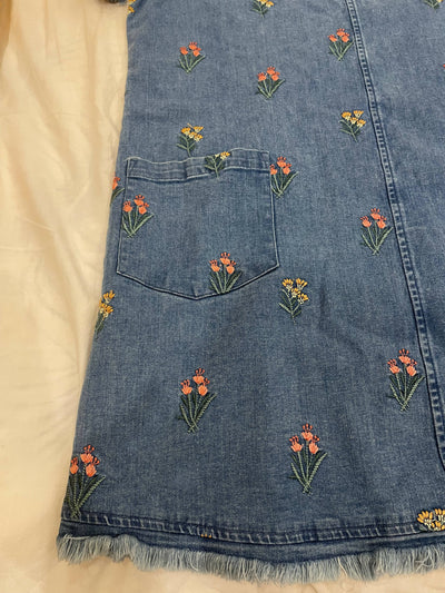 Cute Embroidery Denim Dress Size M-L