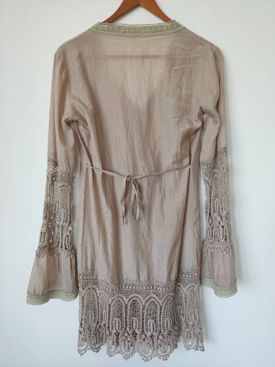 S-M Nude Vintage Dress with Long Sleeves