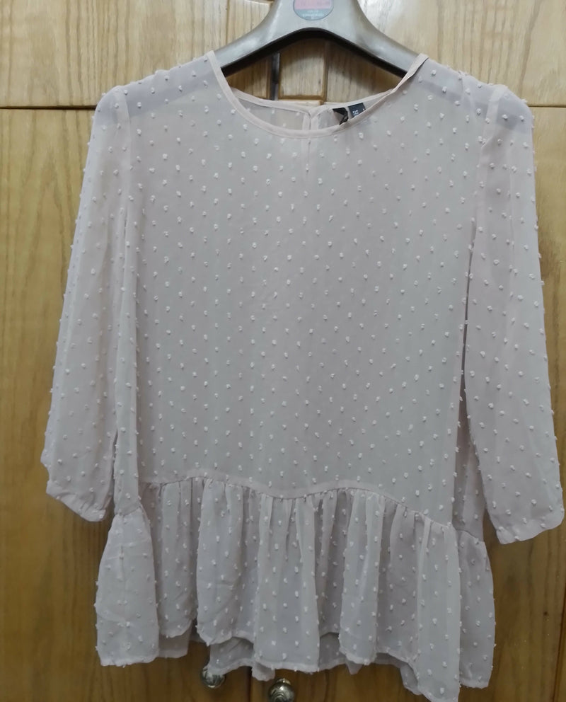 Mango Dust Rose Polka Dot Blouse Size S