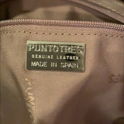 Puntotres Brown Calf Hair Genuine Leather Bag