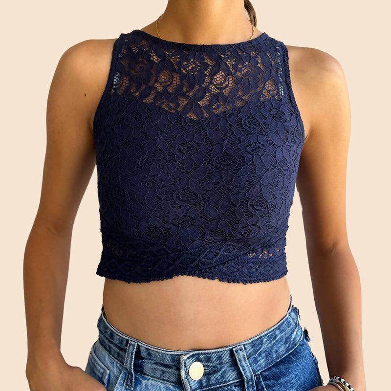 Bershka Blue Crop Top Size S