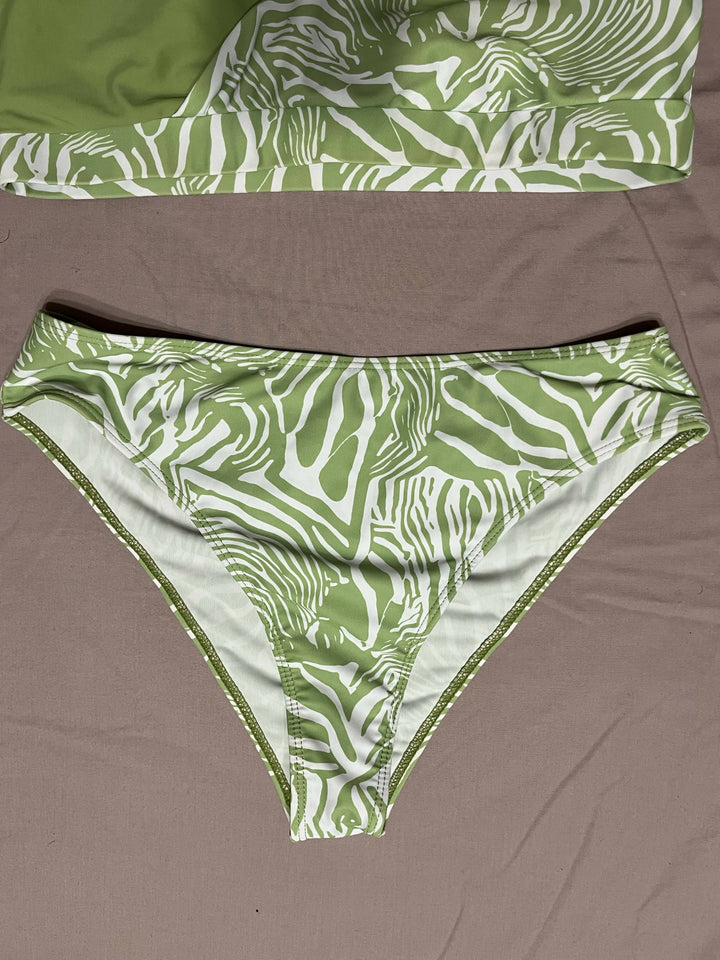 SHEIN White & Green Bikini Size L