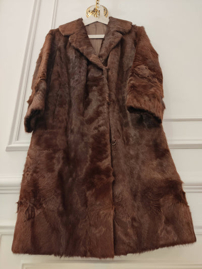 Genuine Brown Mink Fur Coat - Winter Thick (Size L)