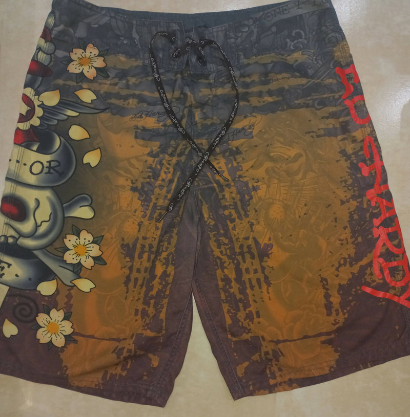 ED HARDY “DO OR DIE” MENS BOARD SHORTS SIZE 34