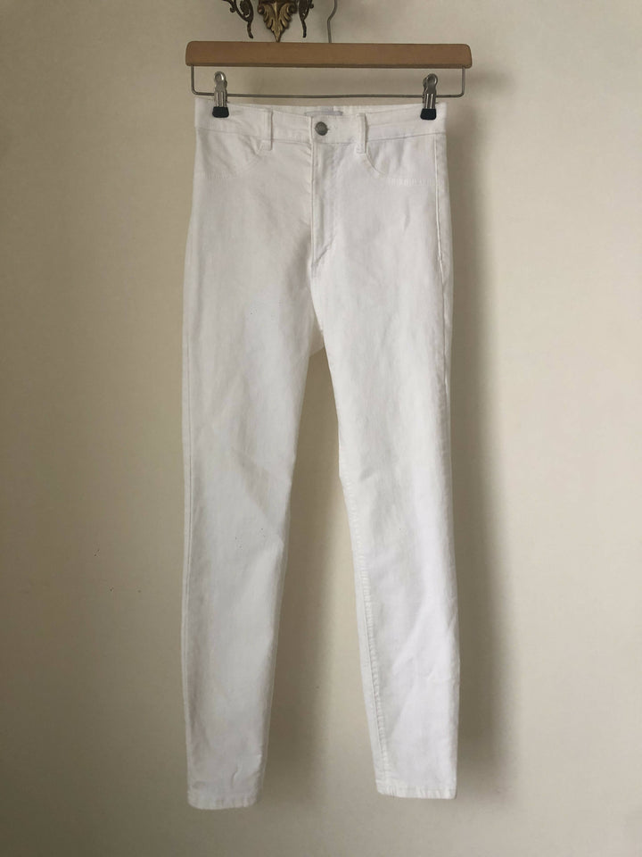 Zara White Denim Pants Size: 38