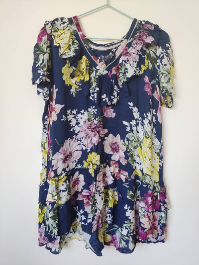 XL Short Sleeved Floral Dress-Top