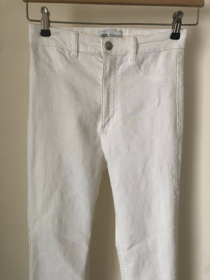 Zara White Denim Pants Size: 38