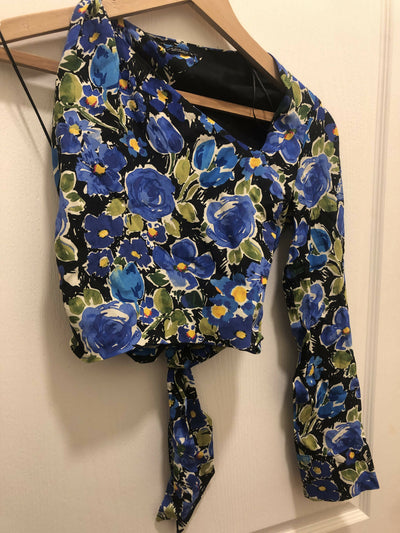 Zara XS Floral One Shoulder Blouse