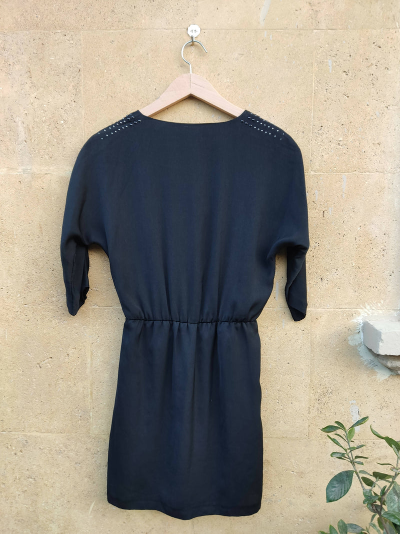 XS Black Zara Dress with Shoulder Studs