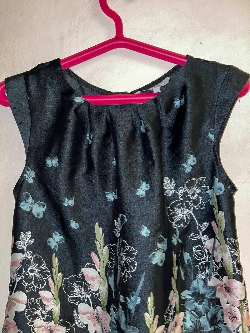 Vintage Redherrring Black Silk Blouse with Floral Print Size: XS/S