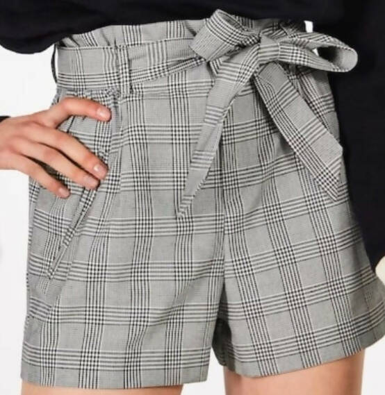 Zara Trafaluc Checkered Belted Shorts Size S