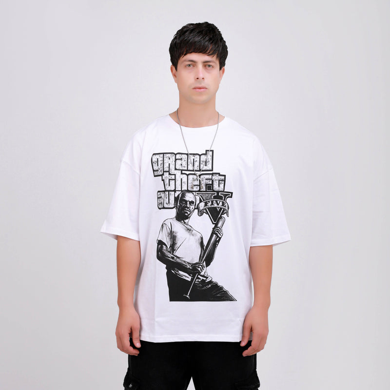 White Oversized GTAV T-Shirt