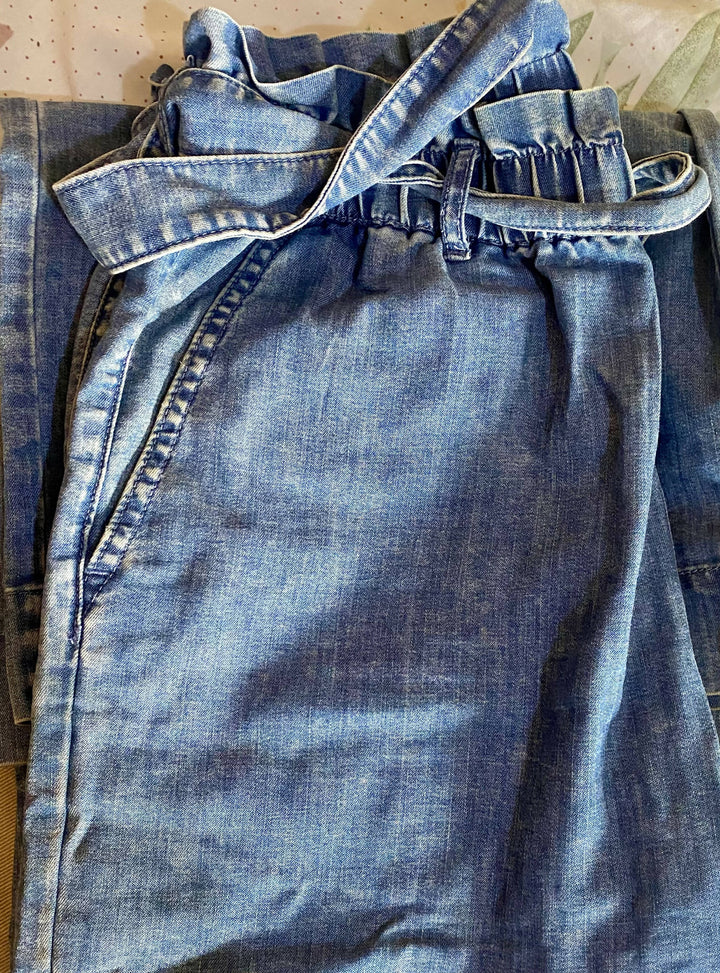 H&M Denim Wide Leg Paperbag Waist EU40