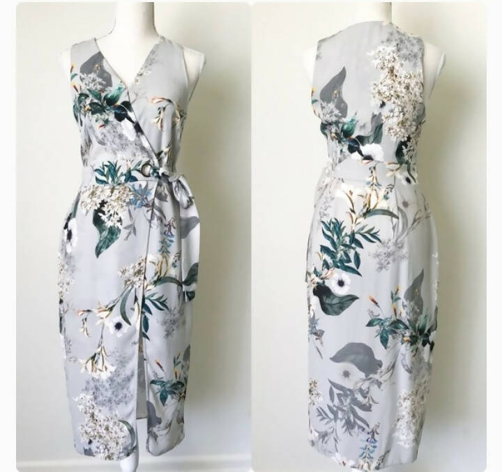 New River Island midi floral faux wrap dress