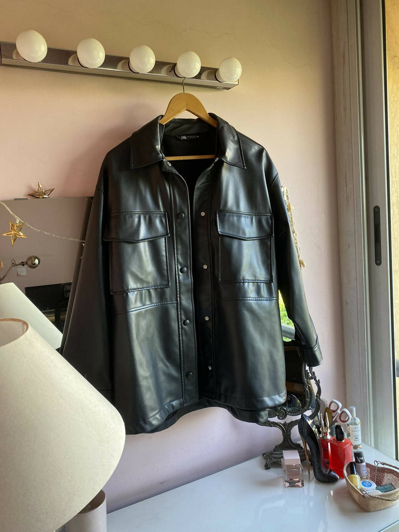 XL Zara oversized leather jacket