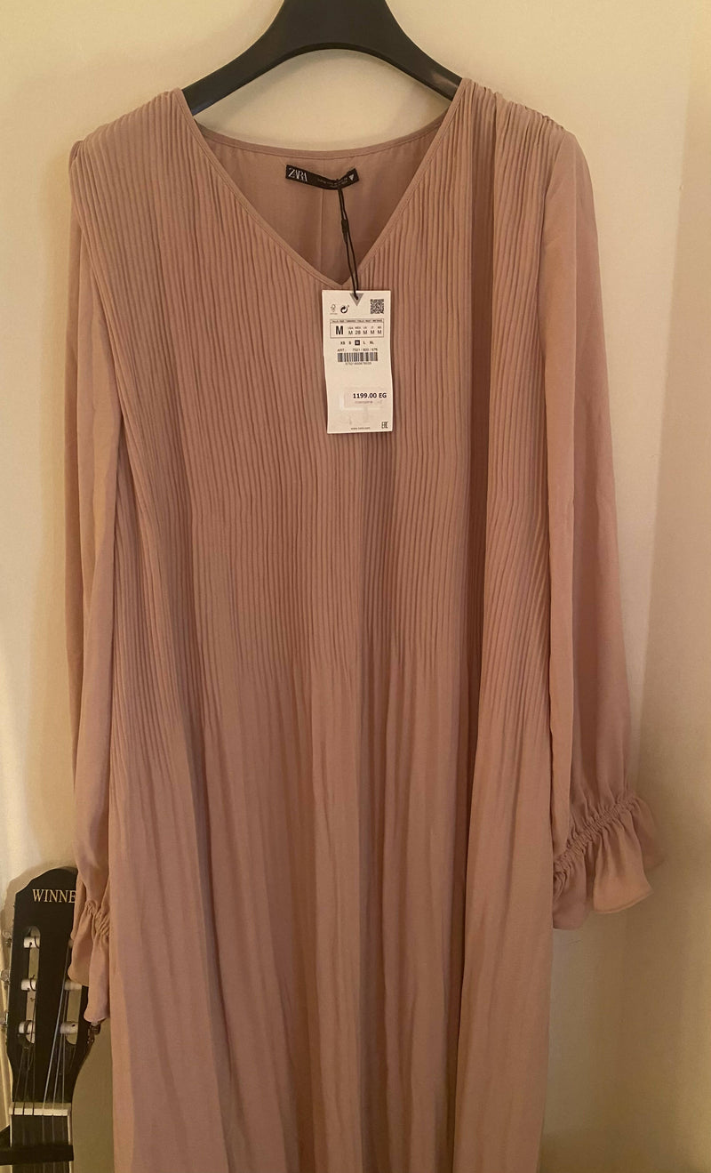 Zara Modest Powder Pink Midi Dress Size: M