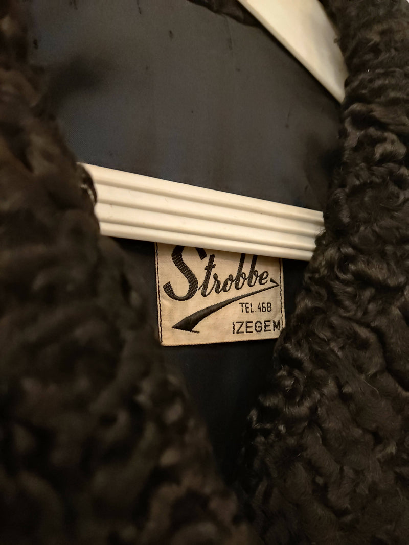 Genuine Black Astrakhan Coat Size L