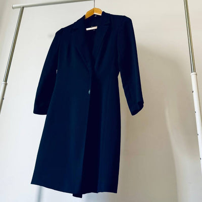 Massimo Dutti Navy Lightweight Technical Overcoat - Size 38