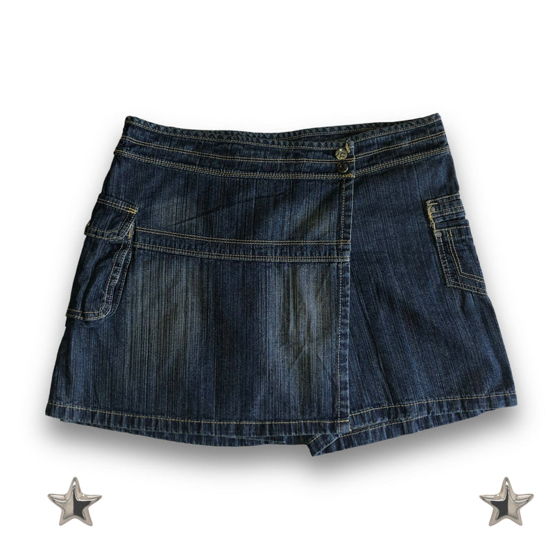 Asymmetrical Jean Skort Size: S/M