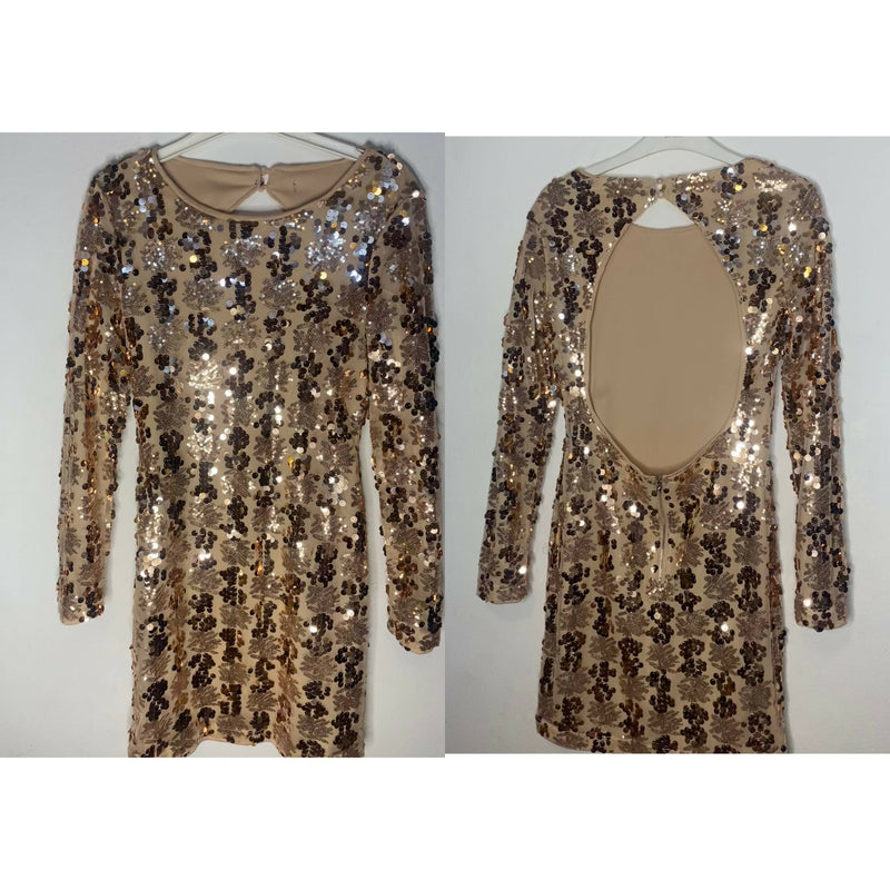 Golden night backless short dress size M