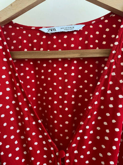 Red Zara Polka Dots Dress Size S