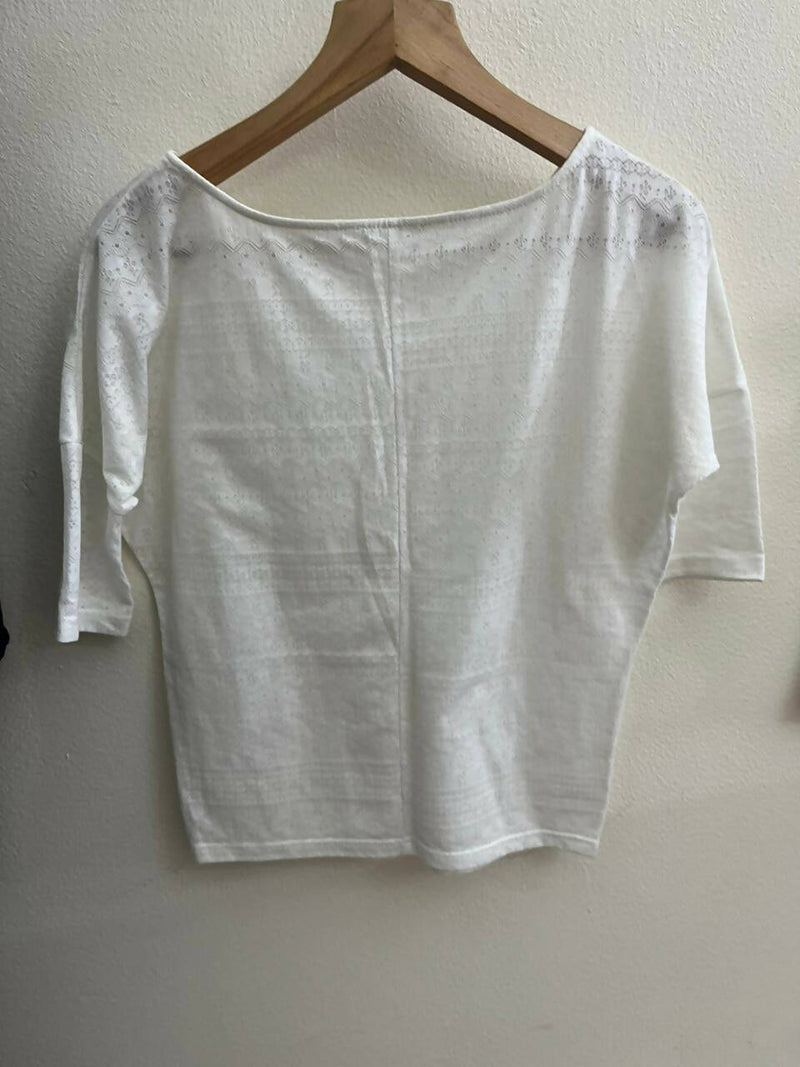 Promod White Patterned Top Size S/M