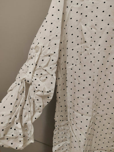 White Polka Dot Blouse 3/4 Sleeve Size:M/L