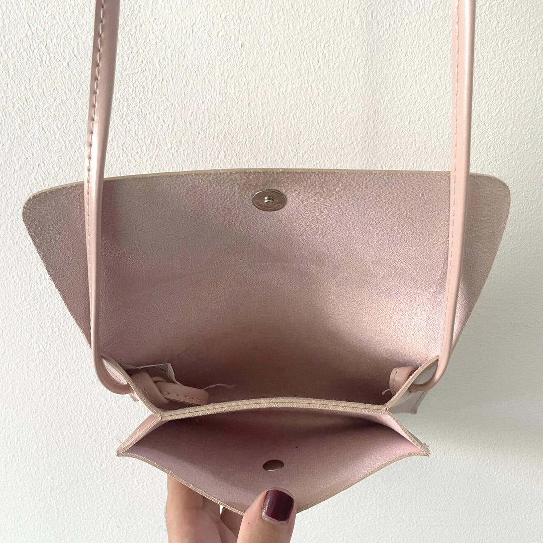 Faux Leather Pink Crossbody Bag with Adjustable Strap