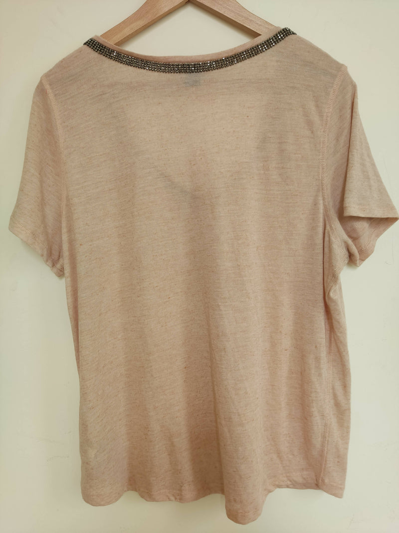 Rose H&M Tshirt with collar beads Size L