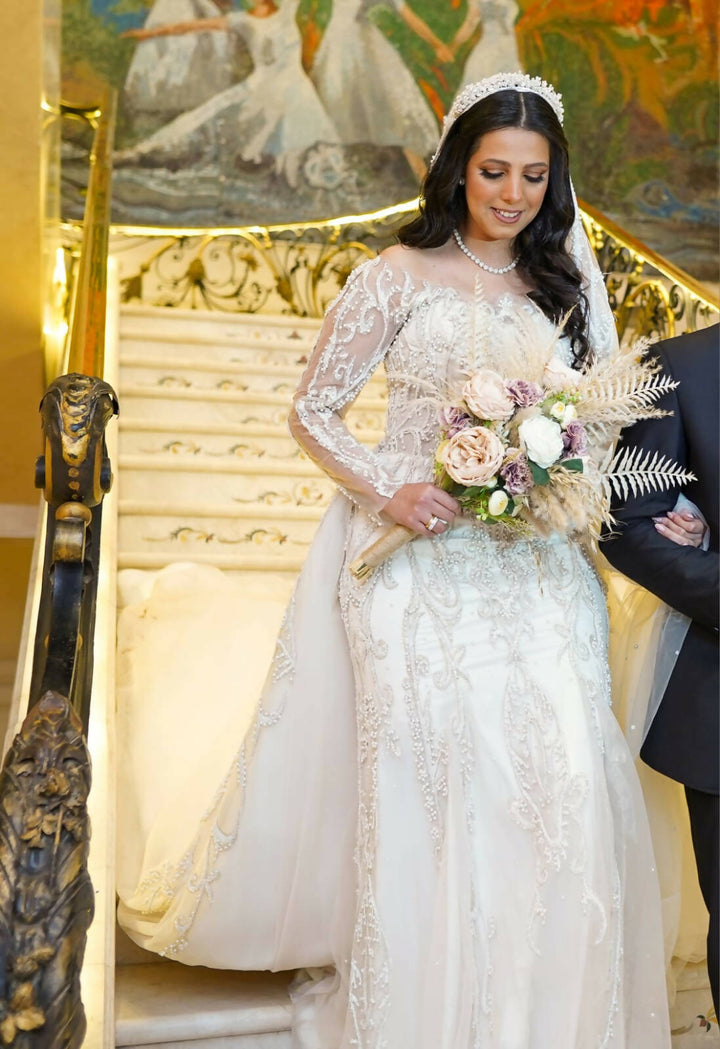 Khafaga Designs Wedding Dress with Veil XL