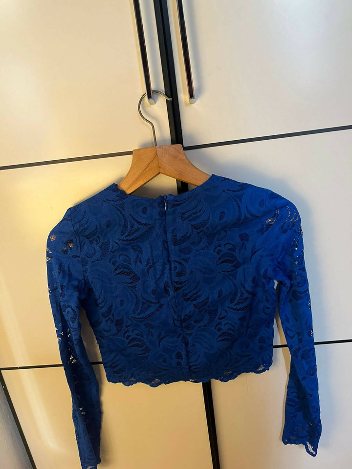 H&M Royal Blue Lace Crop Top Size EU 36
