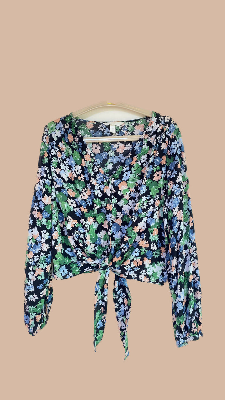 H&M Floral Tie Blouse Size M
