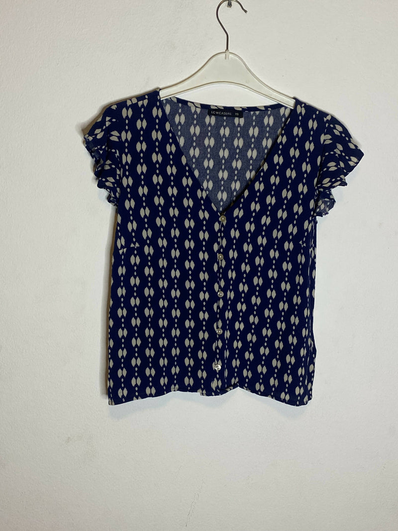 LCW Blue Half-sleeved Patterned top Size XS