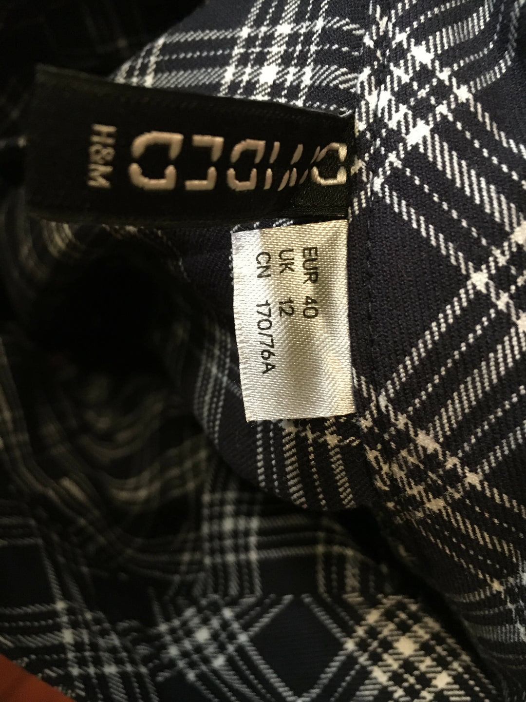 H&M - Navy Plaid Mini-Skirt - Size EUR 40/UK 12
